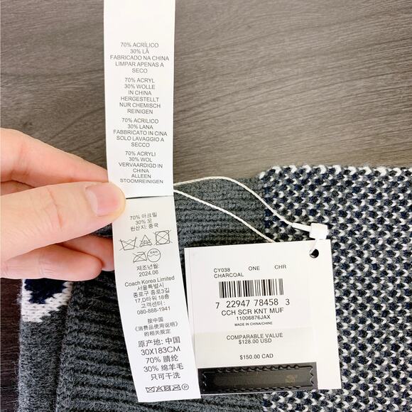 Coach CY038 Coach Script Print Knit Muffler IN Navy - Picture 4 of 5